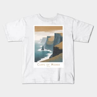 Misty Cliffs of Moher Ireland Vintage Art Print Kids T-Shirt